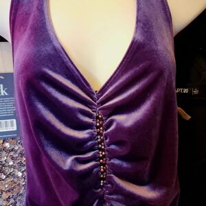 Purple Velvet Ruched Tank Top